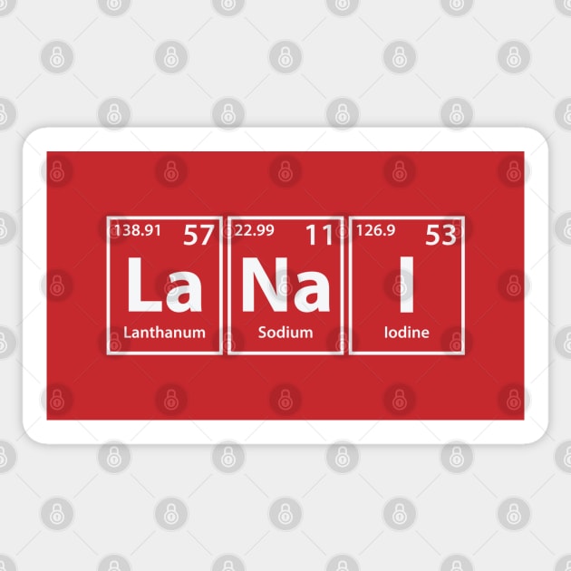 Lanai (La-Na-I) Periodic Elements Spelling Sticker by cerebrands